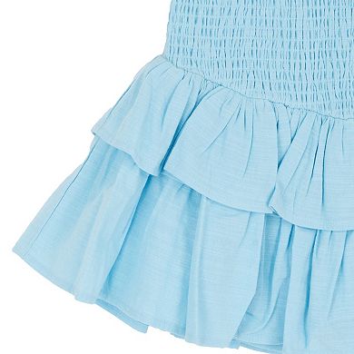 Girls 7-16 Tween Diva 3-Piece Graphic Tee & Smocked Tiered Skort Set