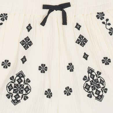 Girls 7-12 Tween Diva 3-Piece Smocked Top & Embroidered Gauze Shorts Set
