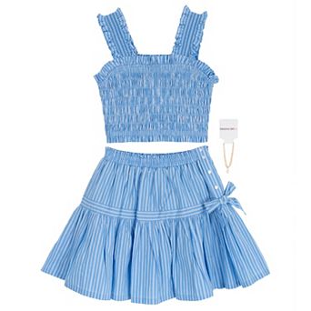 Girls 7-12 Tween Diva 3 pc Smocked Top & Skort Set