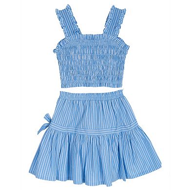 Girls 7-12 Tween Diva 3-Piece Smocked Top & Skort Set