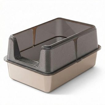 ANIXOL Enclosed Stainless Steel Cat Litter Box with Lid and Side Entry
