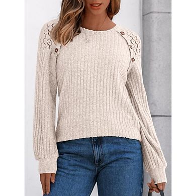 Womens Fall Casual Crew Neck Long Sleeve Tunic Tops Lace Patchwork Pullover Tee Dressy Shirt Blouse