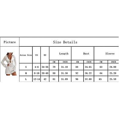 Long Sleeve Openwork Knit Ring Detail Cover Up Mini Dress