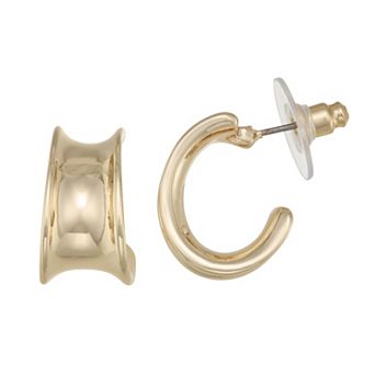 Napier Gold Tone Golden Links C-Hoop Earrings