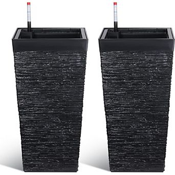 ANIXOL Self Watering Tall Planter Set of 2 with Water Level Monitor