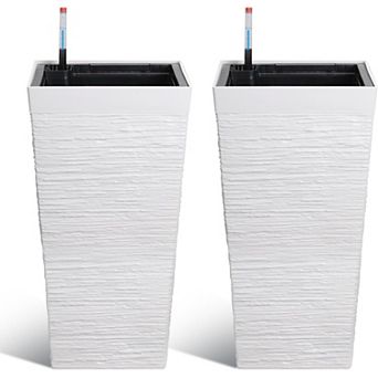 ANIXOL Self Watering Tall Planter Set of 2 with Water Level Monitor