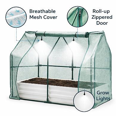 ANIXOL Galvanized Raised Garden Bed Kit with Self Watering System and Mesh Cover