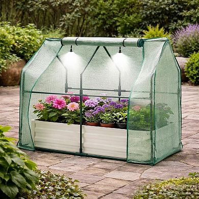 ANIXOL Galvanized Raised Garden Bed Kit with Self Watering System and Mesh Cover