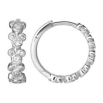 Mickey Mouse CZ Endless Hoop Earrings, Official License