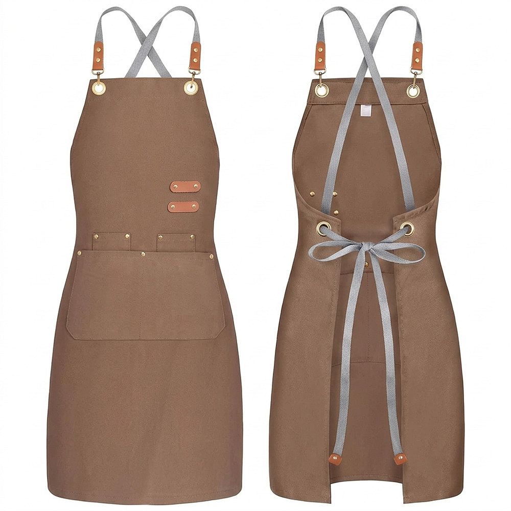 Unisex Cross-Back Chef Apron with 4 Pockets for Cooking and Gardening