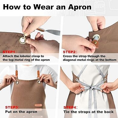 Unisex Cross-Back Chef Apron with 4 Pockets for Cooking and Gardening