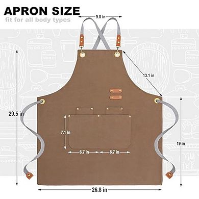 Unisex Cross-Back Chef Apron with 4 Pockets for Cooking and Gardening
