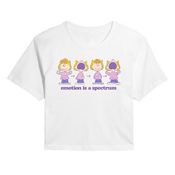Juniors' Peanuts Emotion Is A Spectrum Cropped Tee