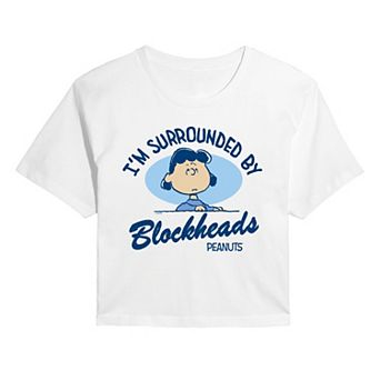 Juniors' Peanuts I'm Surrounded By Blockheads Cropped Tee