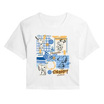 Juniors' Peanuts Snoopy Fashion Cropped Tee