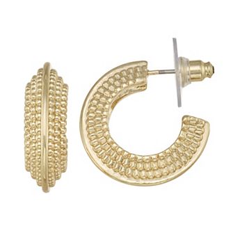 Napier Gold Tone Beaded Hoop Earrings