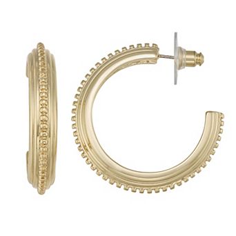 Napier Gold Tone Beaded C-Hoop Earrings