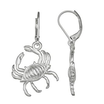 Napier Silver Tone Crab Drop Earrings