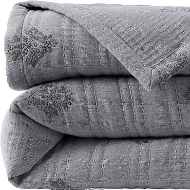 Lands' End King Embroidered Matelasse Bed Coverlet
