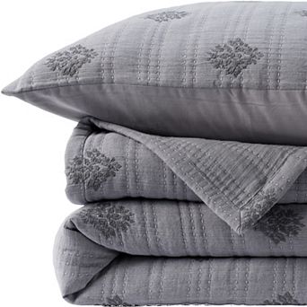 Lands' End King Embroidered Matelasse Bed Coverlet