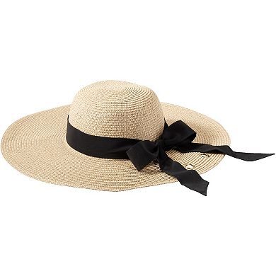 Women's Lands' End Facesaver Wide Brim Straw Hat With Scarf