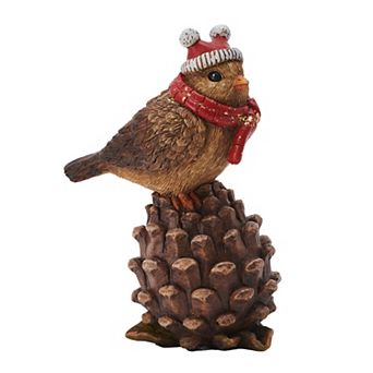 Studio 66 Pinecone Perch Bird Figurine Table Decor