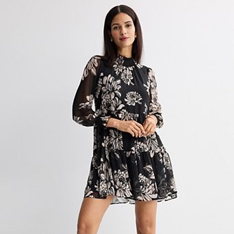 Women's Nine West Smocked Neck Flowy Mini Dress