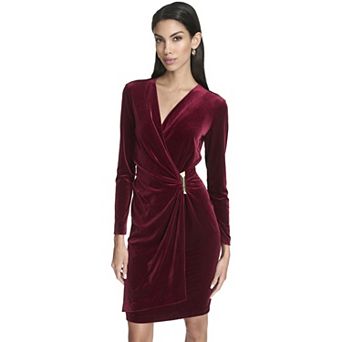 Women's Harper Rose Velvet V-Neck Side Ruched Midi Dress