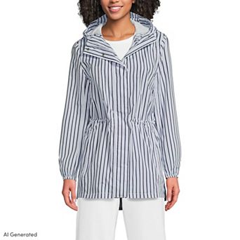 Petite Lands' End Print Waterproof Hooded Packable Raincoat