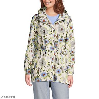 Petite Lands' End Print Waterproof Hooded Packable Raincoat