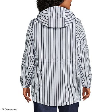 Plus Size Lands' End Print Waterproof Hooded Packable Raincoat
