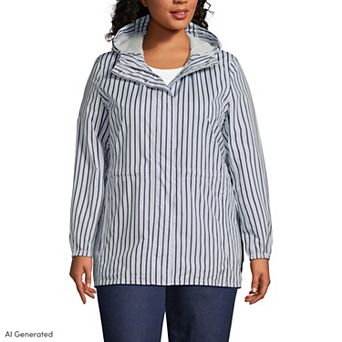 Plus Size Lands' End Print Waterproof Hooded Packable Raincoat