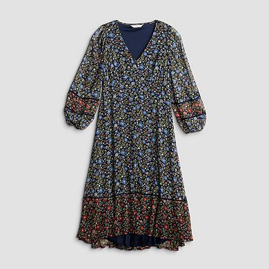 Women's LC Lauren Conrad Lace Trim Button Front Midi Dress