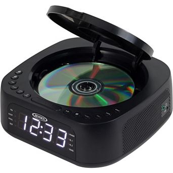 Jensen JCR‑375 Stereo Digital Dual‑Alarm Clock with Top‑Loading CD Player and USB Charging