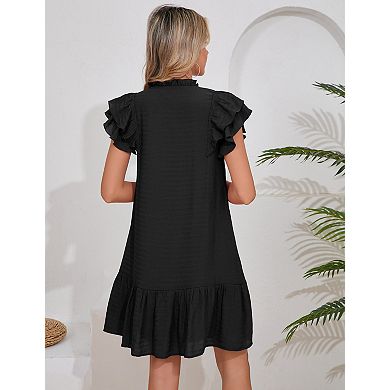 Women's Double Layer Ruffled Babydoll Midi Dress
