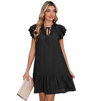 Women's Double Layer Ruffled Babydoll Midi Dress