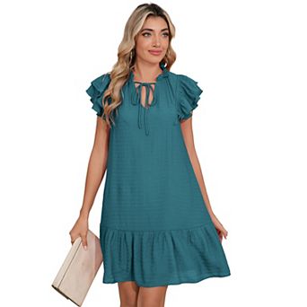 Women's Double Layer Ruffled Babydoll Midi Dress