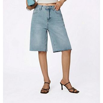Women's Denim Shorts High Rise Wide Leg Casual