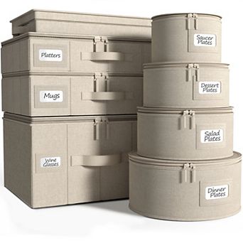 Sorbus 8 pc Hard Shell Dinnerware Storage Cases - for Dinnerware, Mugs, Cups