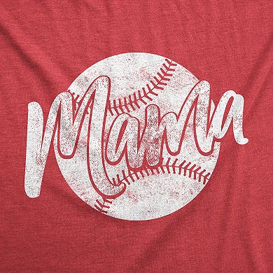 Womens Baseball Mama T Shirt Cute Little League Mom Tee