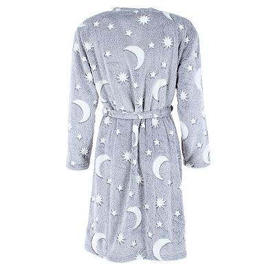 em & alfie Women's Plush Celestial Kimono Bathrobe