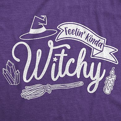 Womens Feelin Kinda Witchy T Shirt Funny Halloween Witch Tee