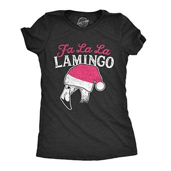 Womens Fa La La Lamingo T Shirt Funny Christmas Santa Hat Flamingo Tee