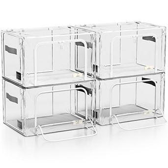Sorbus Large Foldable Clear Plastic Storage Bags with Metal Frame & Carry Handles