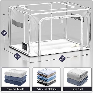 Sorbus Large Foldable Clear Plastic Storage Bags with Metal Frame & Carry Handles