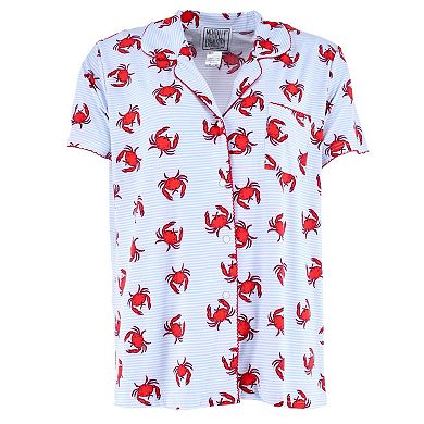 Mentally Exhausted Women's Short Sleeve Beach Crab Pajama Set