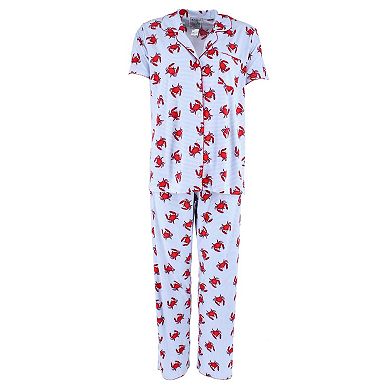 Mentally Exhausted Women's Short Sleeve Beach Crab Pajama Set