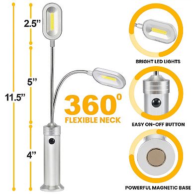 Sorbus LED Magnetic Base light with Gooseneck & Weather Resistant 2 Pack