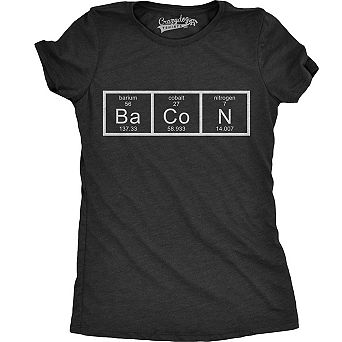 Womens Chemistry of Bacon T Shirt Funny Periodic Table Tee for Ladies