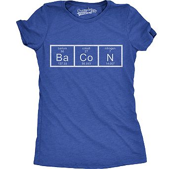 Womens Chemistry of Bacon T Shirt Funny Periodic Table Tee for Ladies